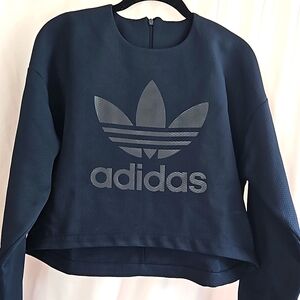 Adidas Originals Womens navy crop honeycomb Weaver shirt